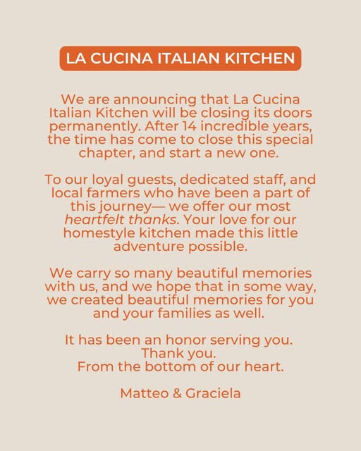 LA CUCINA Italian Kitchen - Permanently CLOSED